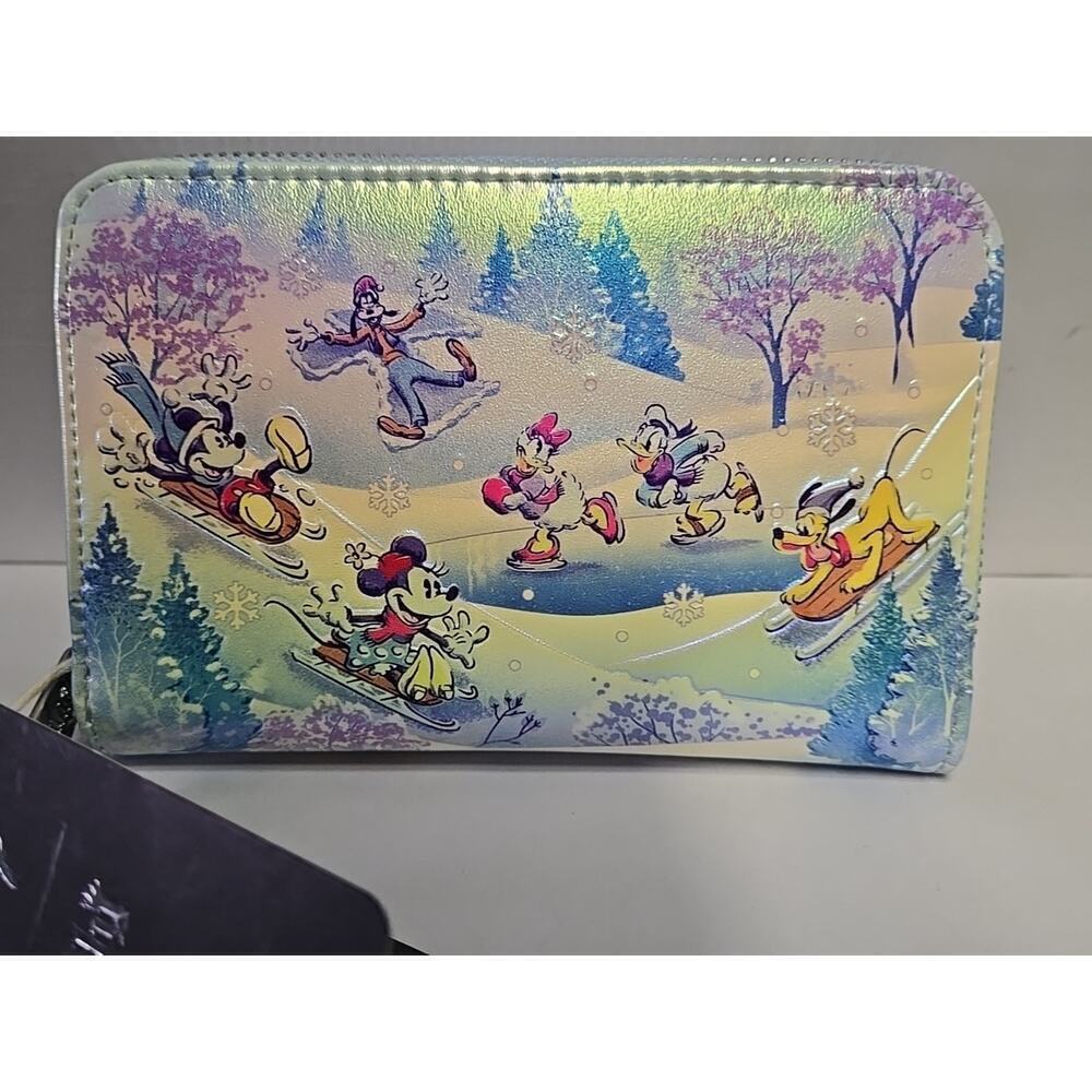 Loungefly Mickey & Friends Winter Wonderland Scene Zip Around Wallet - Picture 2 of 16